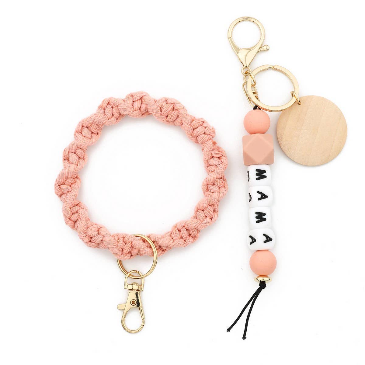 MAMA Letter Braided Silicone Bead Keychain