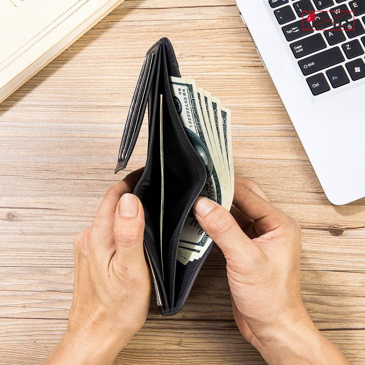 ANTI-THEFT BRUSHED COWHIDE SHORT LEATHER WALLET_CWAB3788