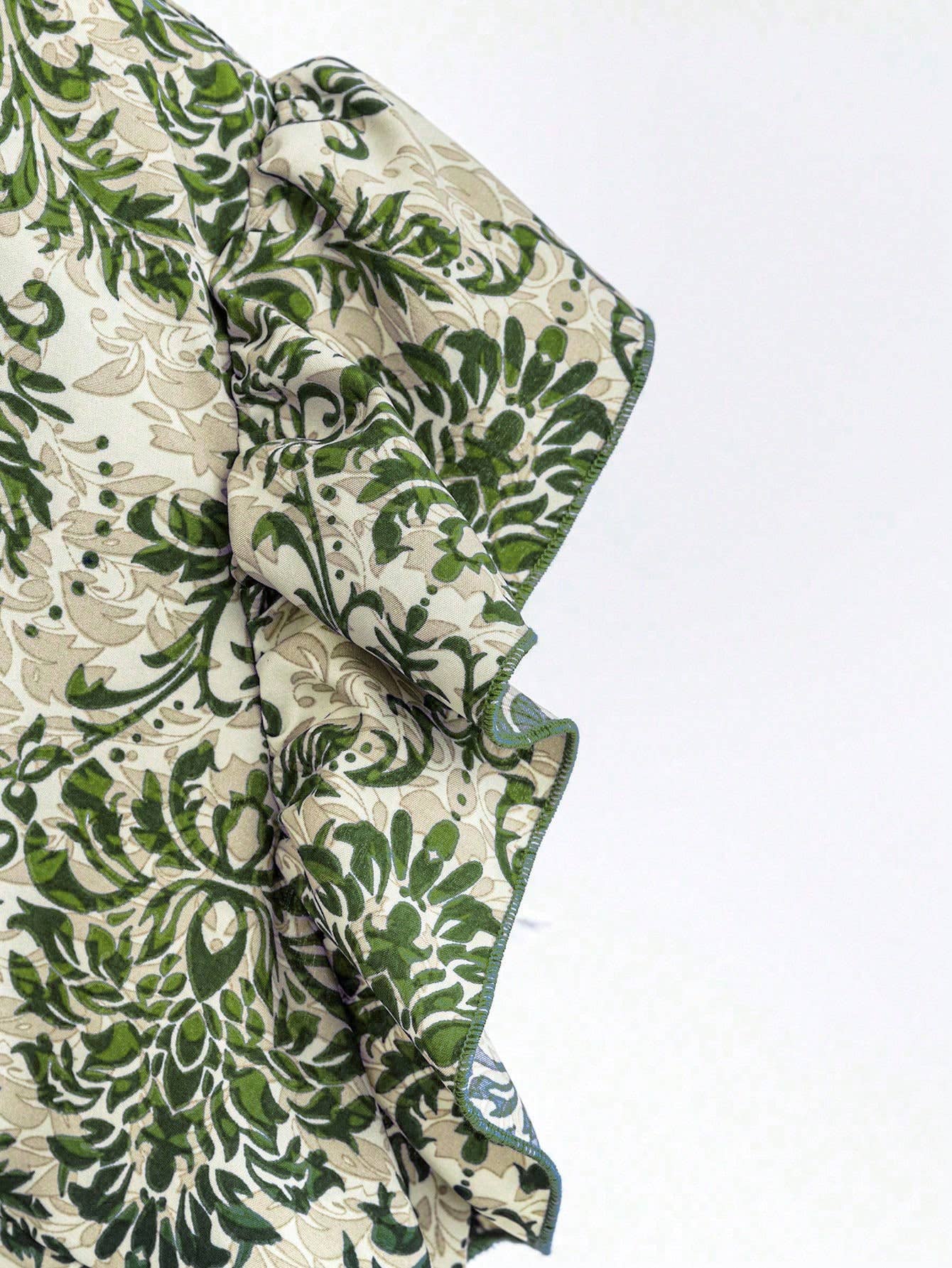 Solid color pantsuit lotus sleeve printed top