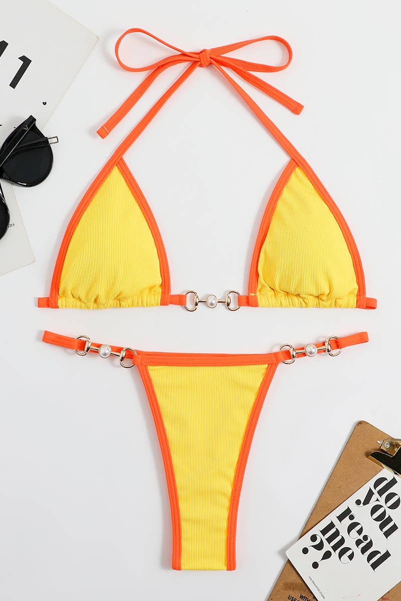 CWMW0739_SOLID COLOR BIKINI SWIMSUIT SET