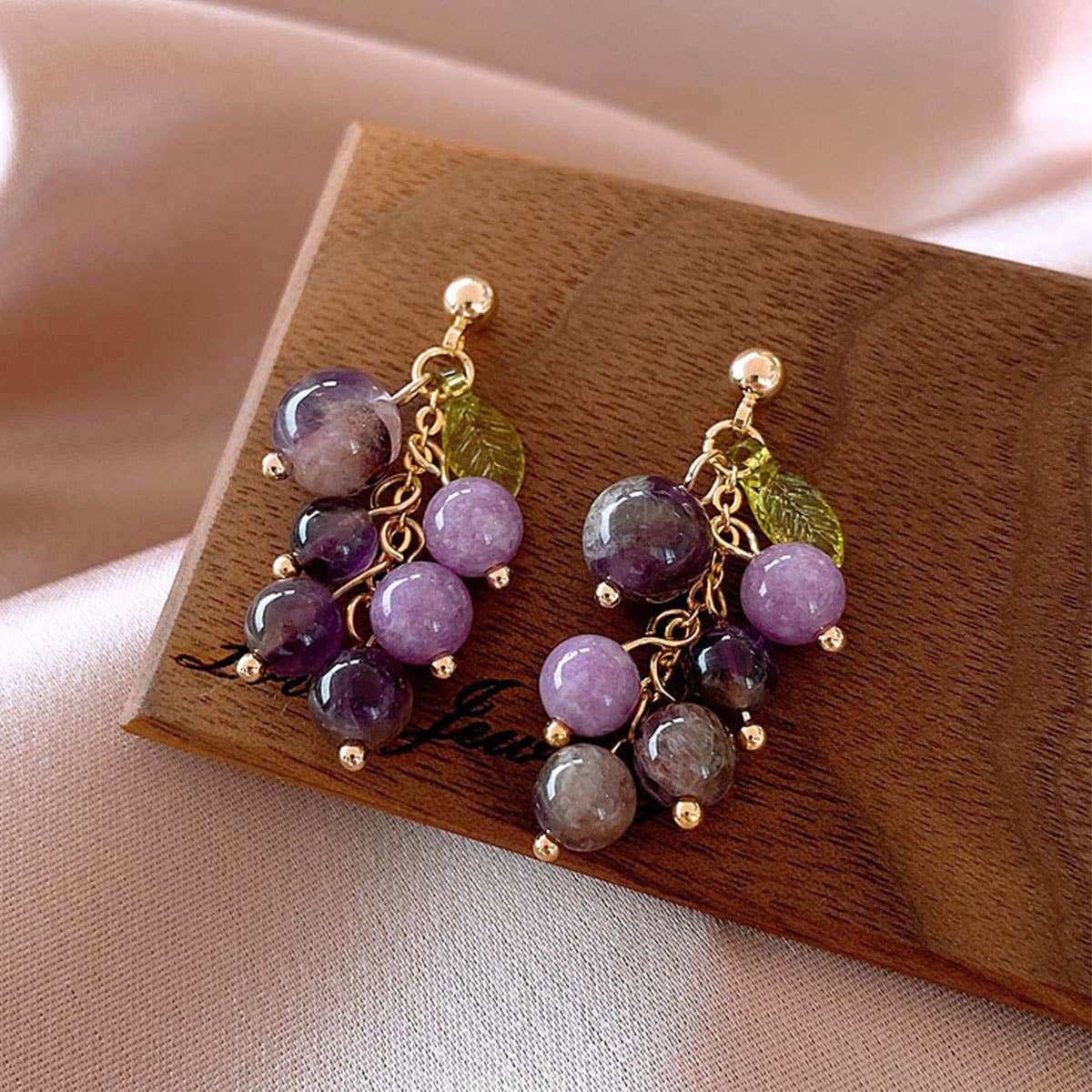 Forest-themed grape design ear studs
