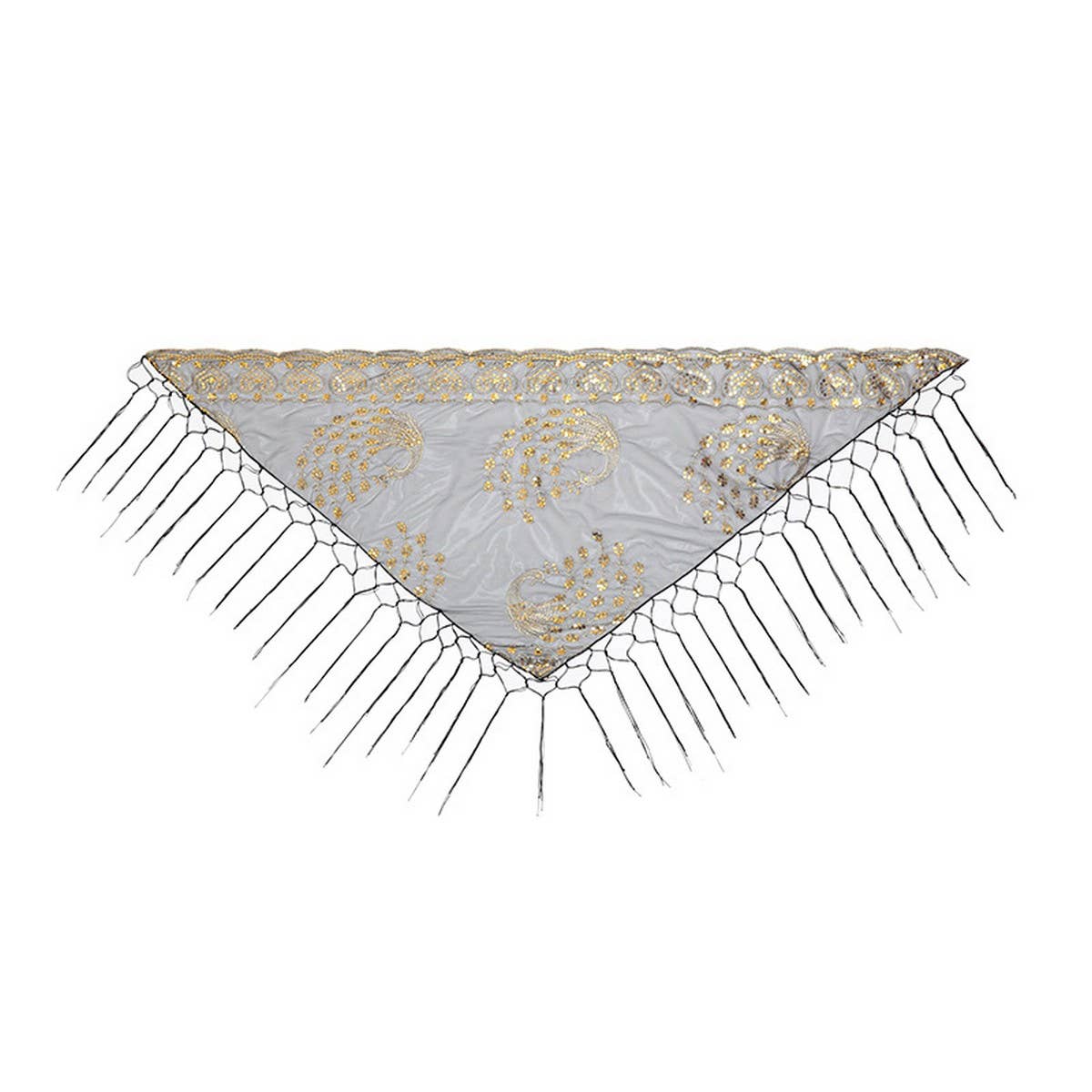 ETHNIC CLASSIC PEACOCK TASSEL TRIANGLE SHAWL