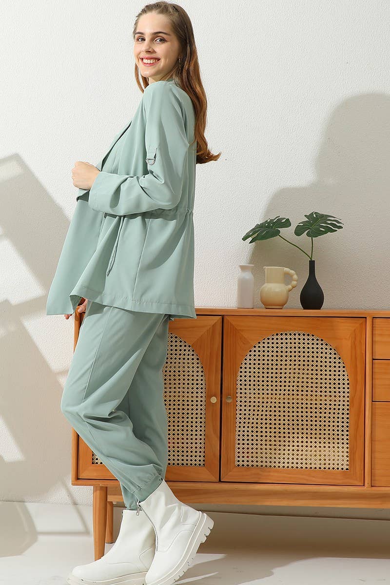 CWOCAL539_OVER LOOSE FIT TRENCH CARDIGAN WITH DRAWSTRING