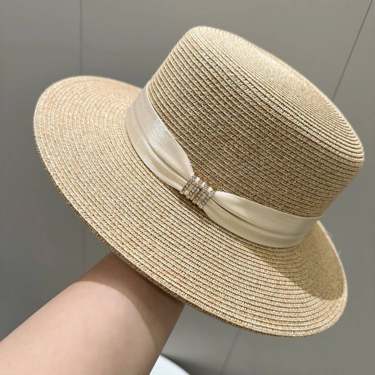 Summer simple high-end flat top straw hat_CWAH3592