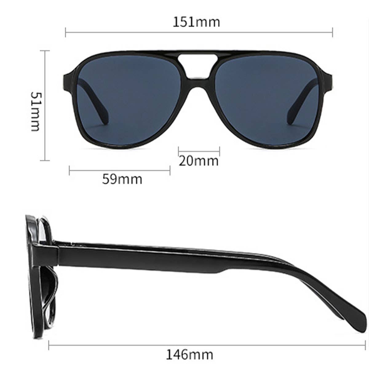 Double Bridge Oversized PC Sunglasses Unisex