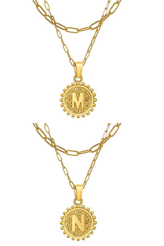 DOUBLE CHAIN INITIALS PENDANT NECKLACE