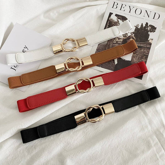 DOUBLE BUCKLE ELASTIC FASHIONABLE WAIST BELT_CWABE0652