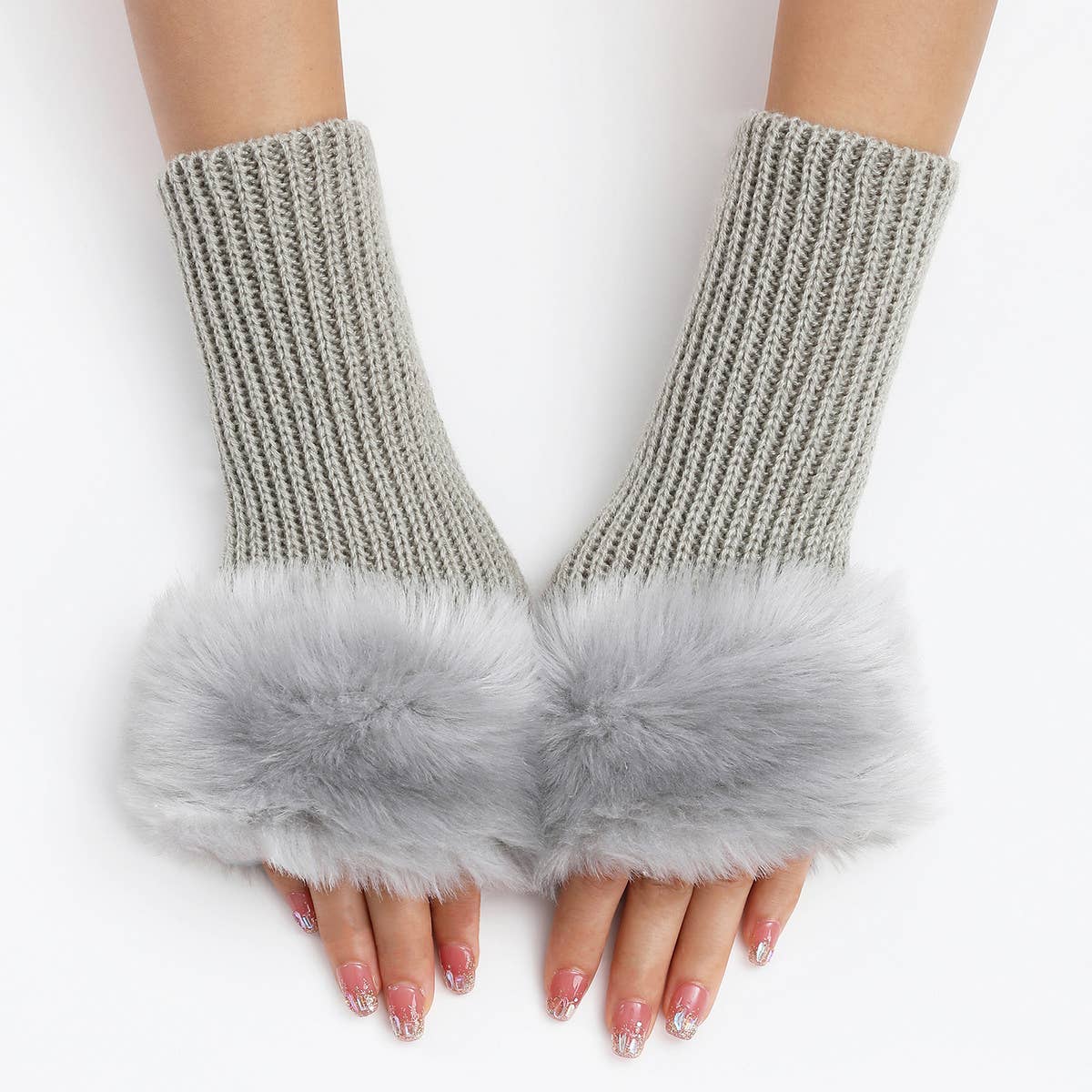 KNITTED THERMAL FINGERLESS GLOVES ARM GLOVES_CWAG0108