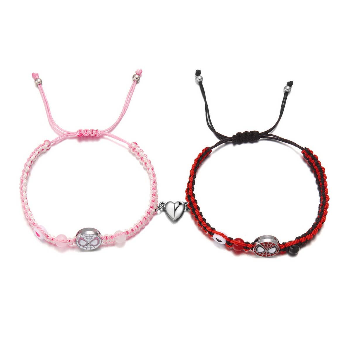 CWAJE2505_HALLOWEEN WOVEN HEART MAGNETIC COUPLE BRACELET