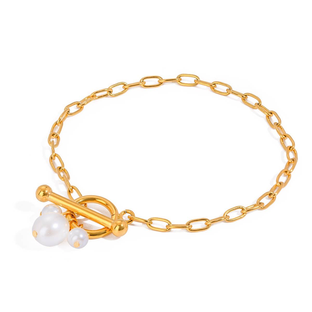 18K Gold Pearl Pendant Bracelet, Boutique Style_CWAJE4883