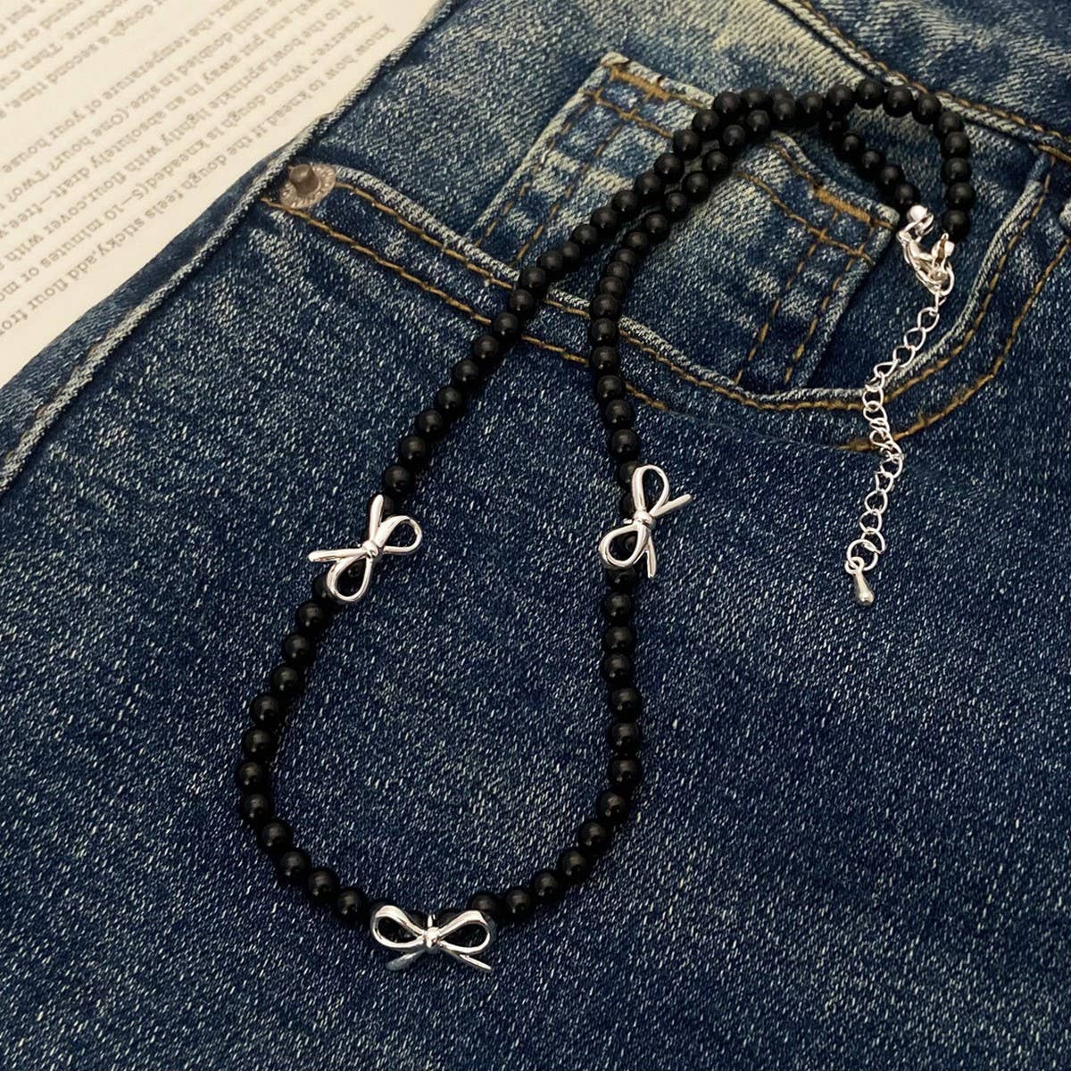 HIGH-END RETRO PEARL BOW NECKLACE BRACELET SET