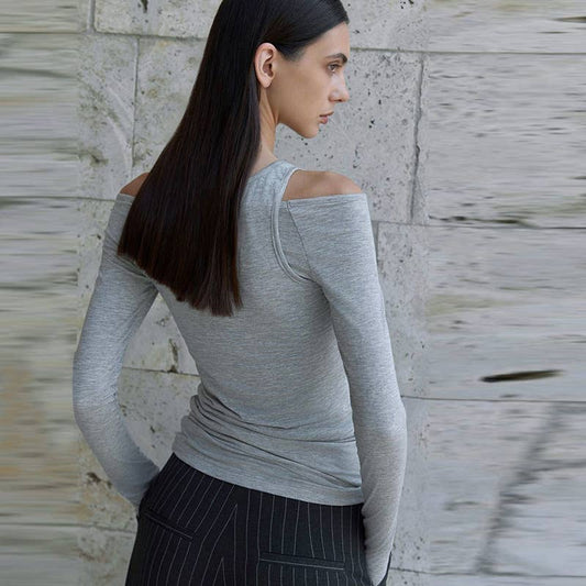 SOLID COLOR OFF-THE-SHOULDER TWO-PIECE SEXY TOP