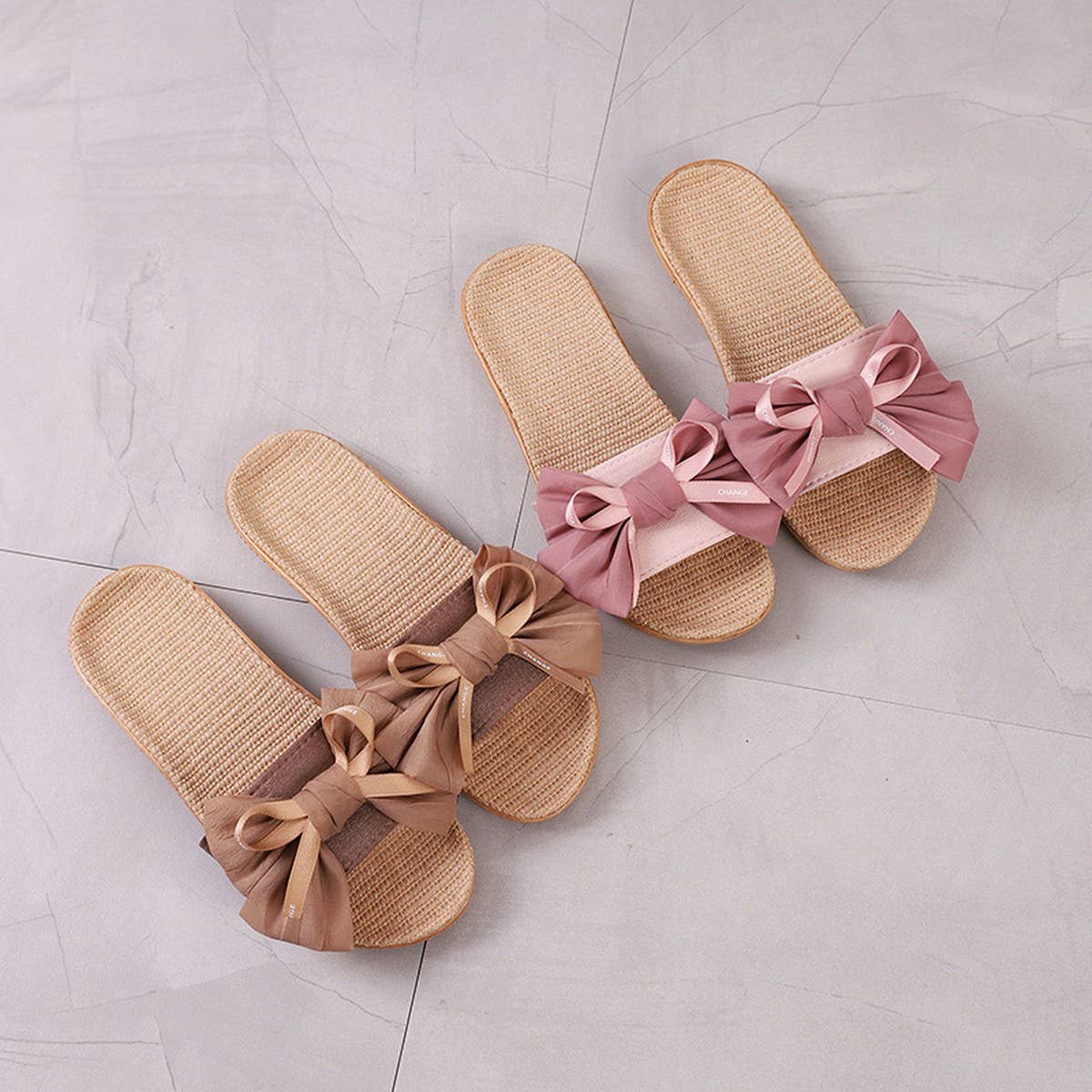 Cute Bow Linen Slippers for Home & Office