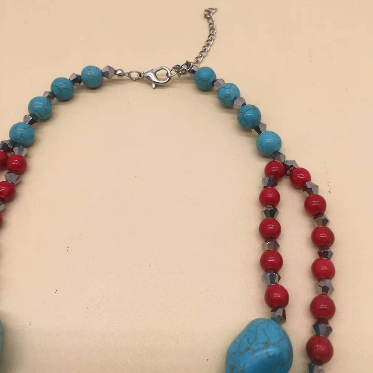 TURQUOISE PENDANT DOUBLE LAYER VINTAGE NECKLACE