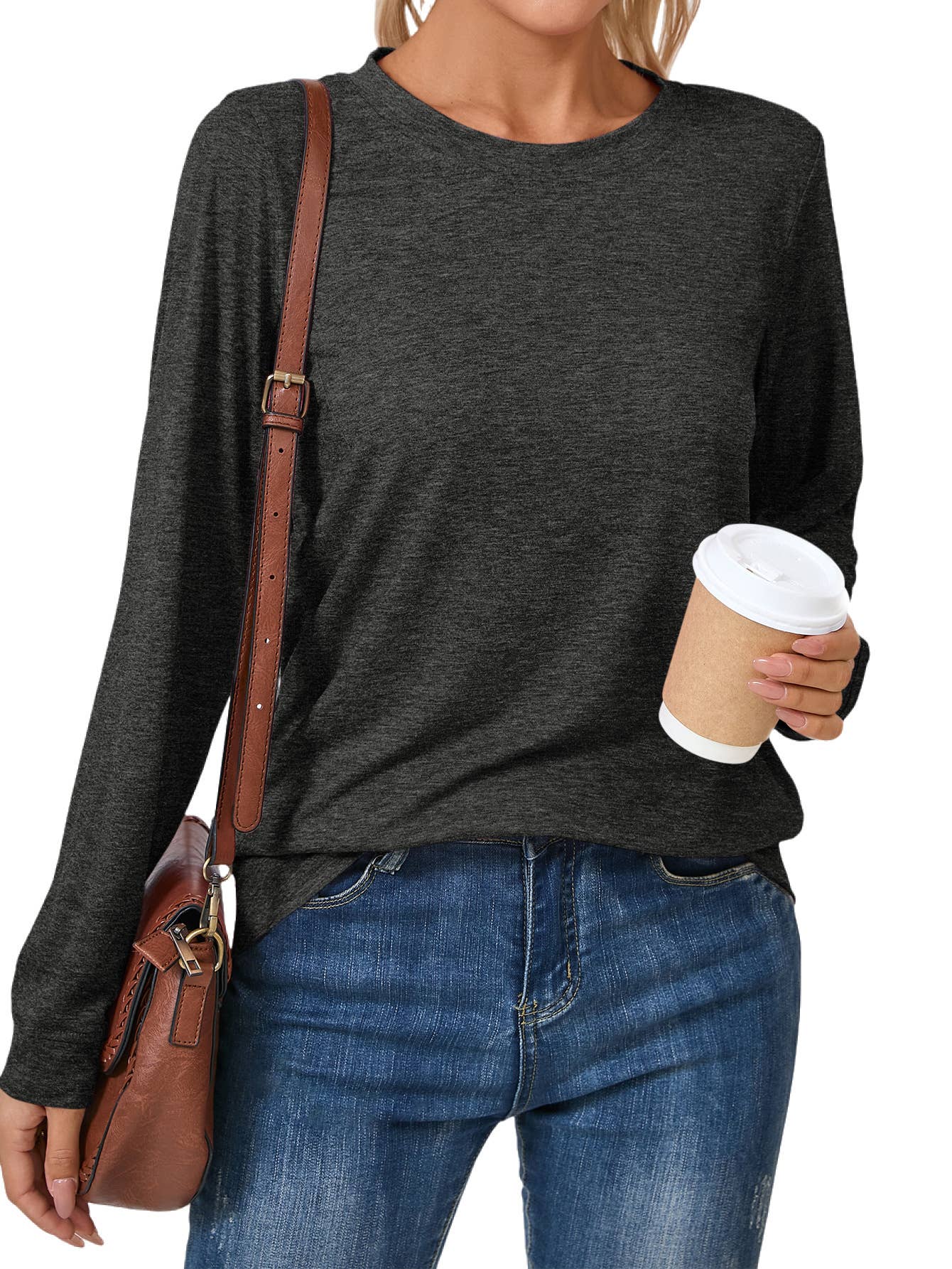 SOLID COLOR CASUAL CREWNECK COMFORTABLE T-SHIRT