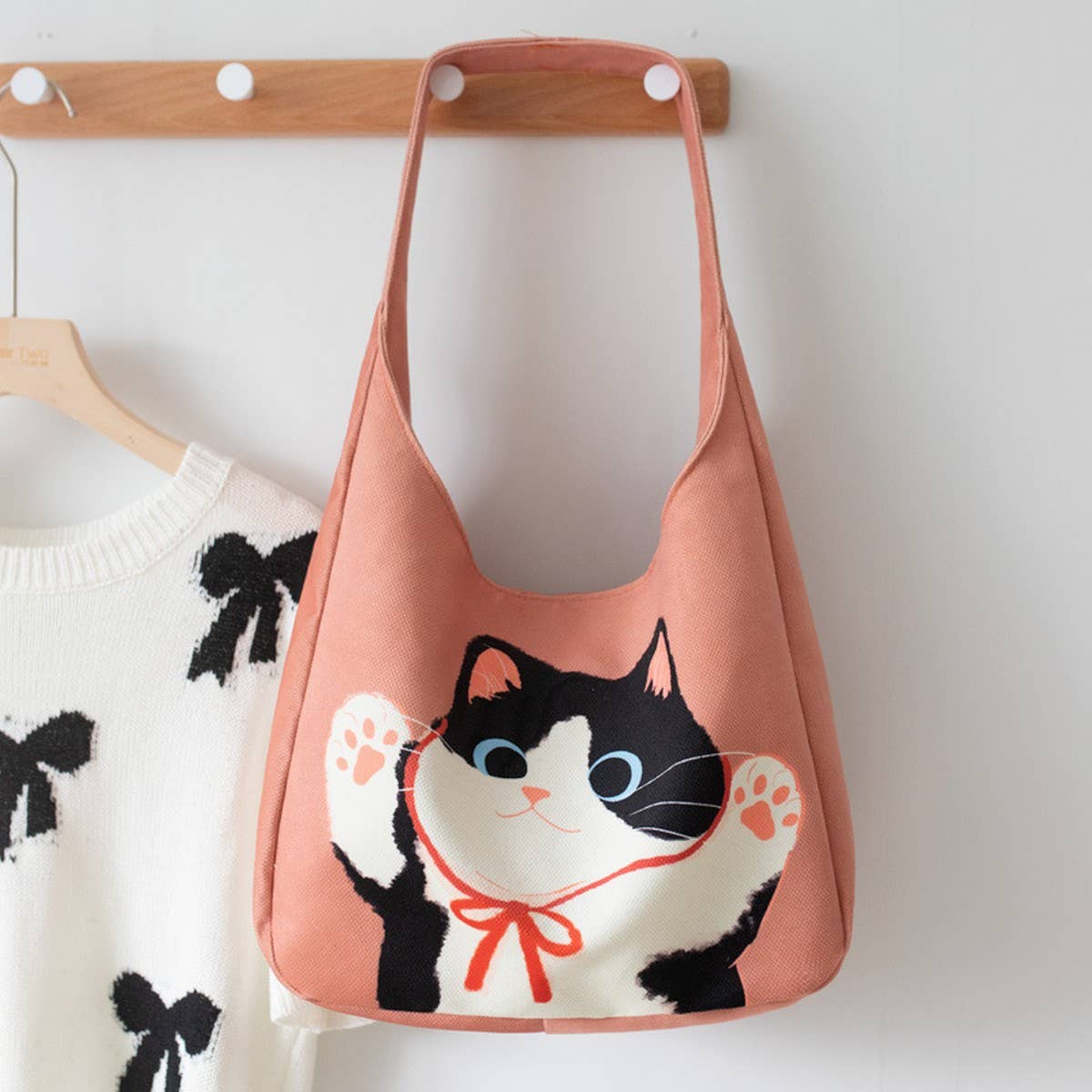 Cute Cartoon Canvas Tote Bag for Women, Large_CWAB5630