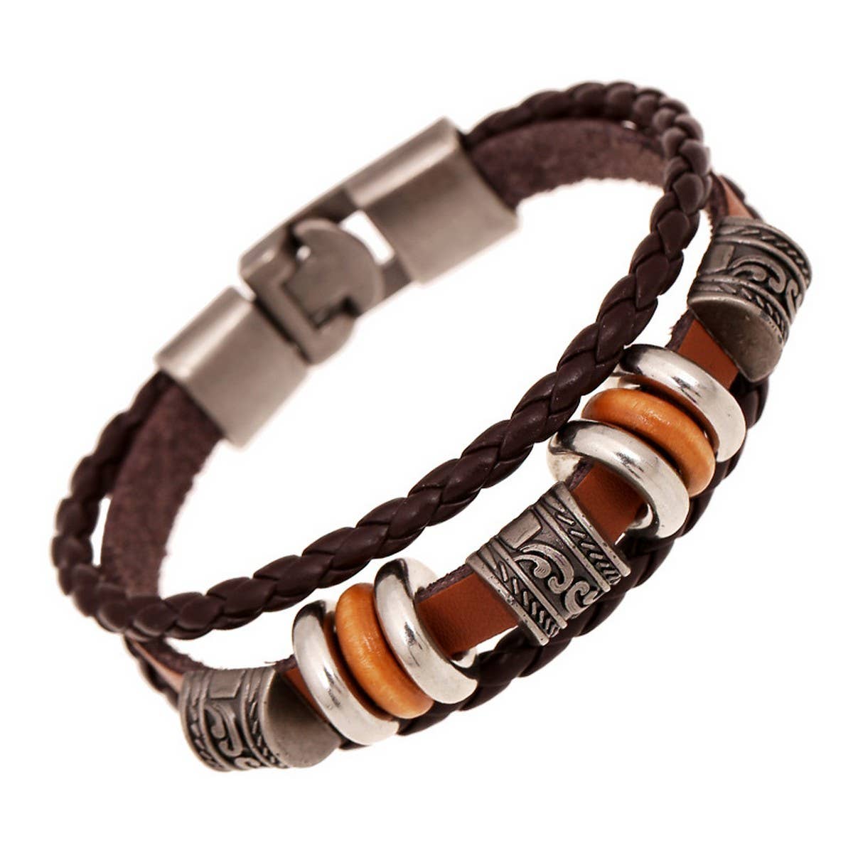 SIMPLE HAND-BEADED MULTI-LAYER LEATHER BRACELET_CWMM4460