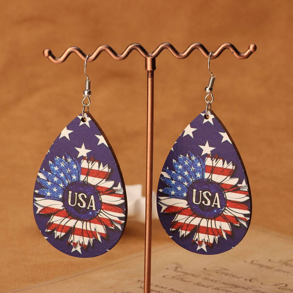 NEW FASHIONABLE WOODEN WATER DROP EARRINGS