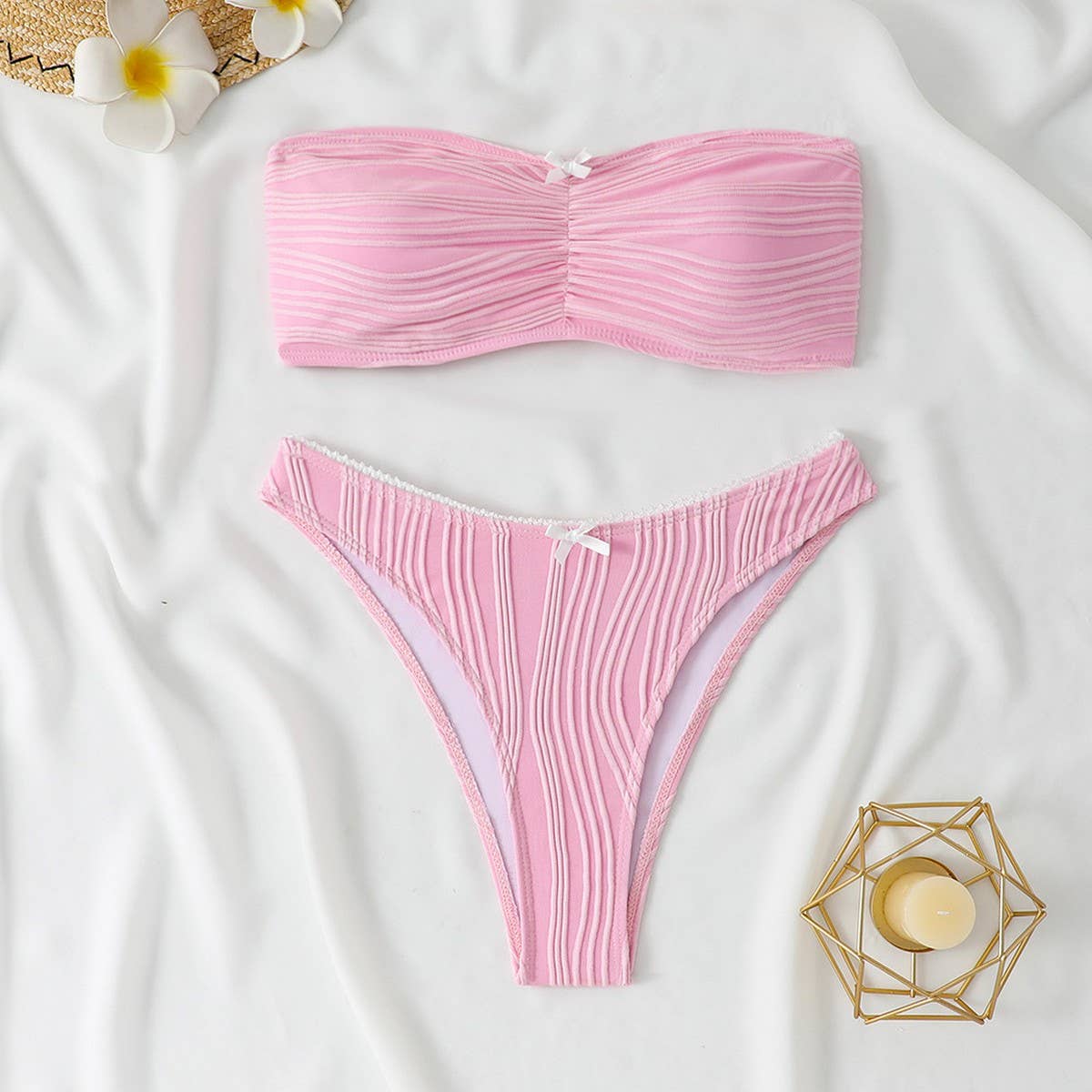 Women's Bandeau Bikini - Sexy Solid Color Swimwear