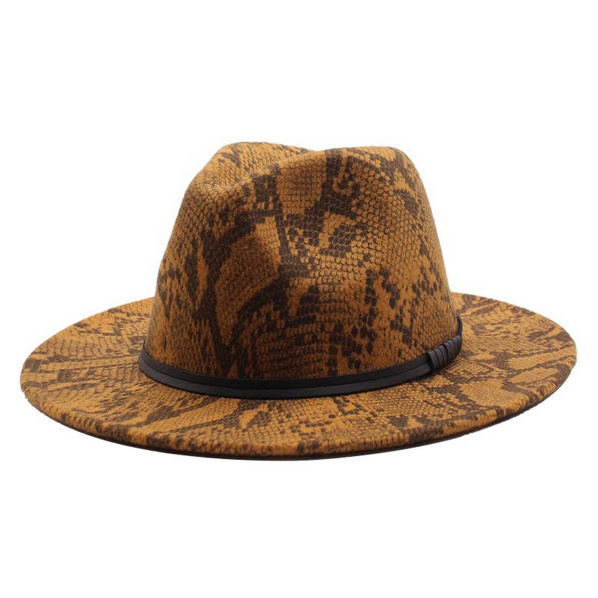 SNAKE PATTERN WOOLEN HAT WITH WIDE BRIM JAZZ HAT_CWAH2595