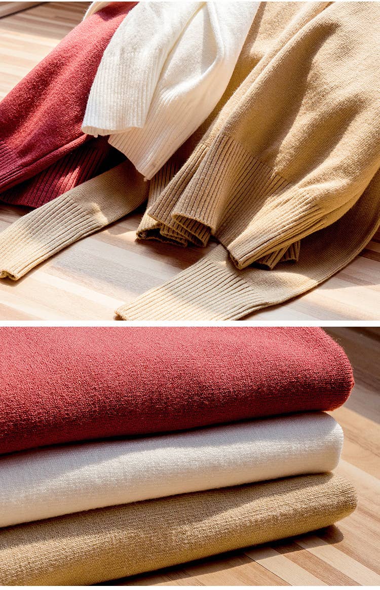 SOLID COLOR TURTLENECK KNIT STYLE ALL-IN-ONE BASE