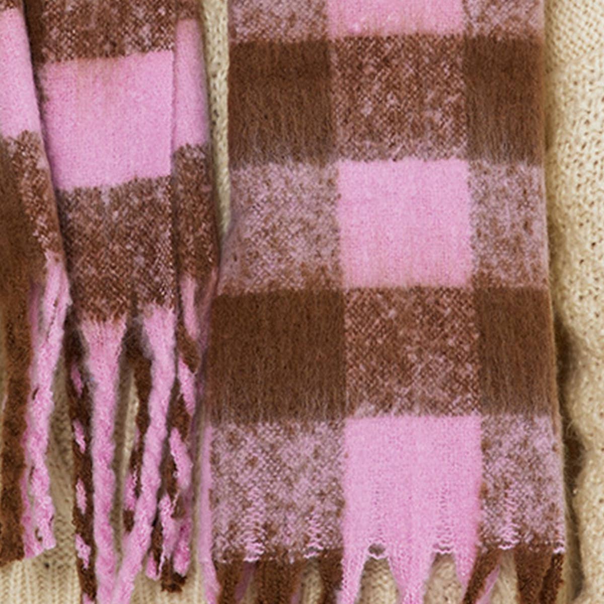 Black & White Plaid Faux Cashmere Scarf_CWASC0324