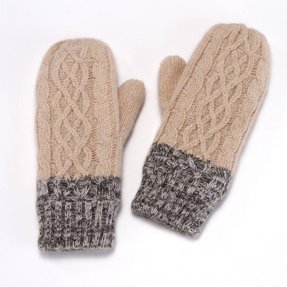 WINTER RABBIT FUR KNITTED PLUSH THICK GLOVES_CWAG0262