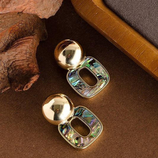 COLORFUL ABALONE PENDANT SILVER NEEDLE EARRINGS