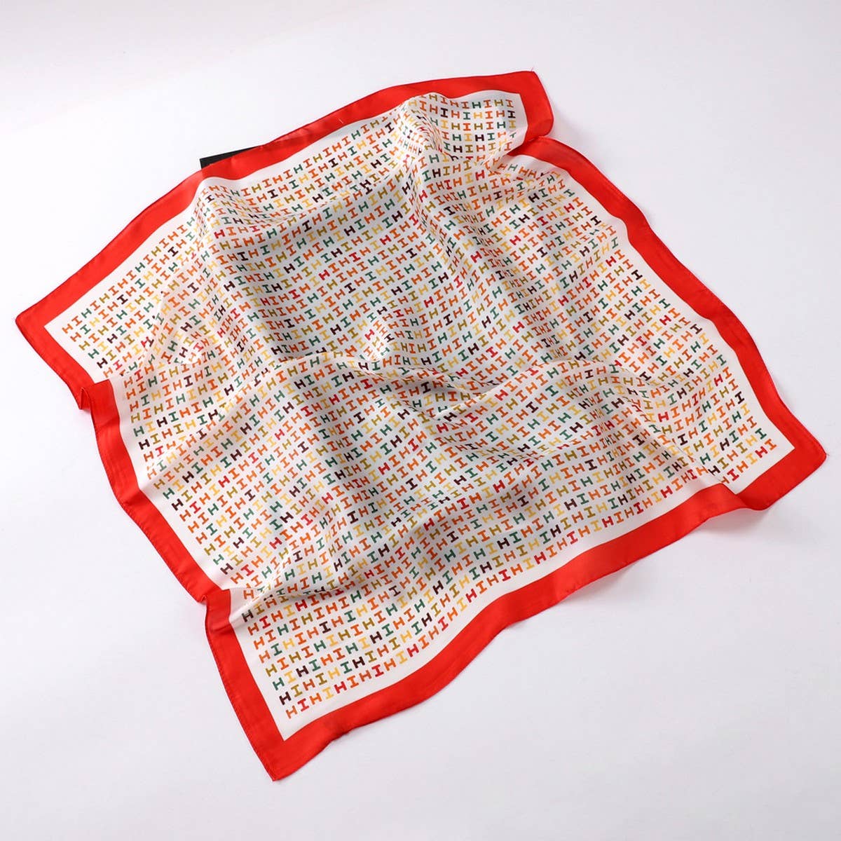 Vintage Letter Print Satin Square Scarf for Women