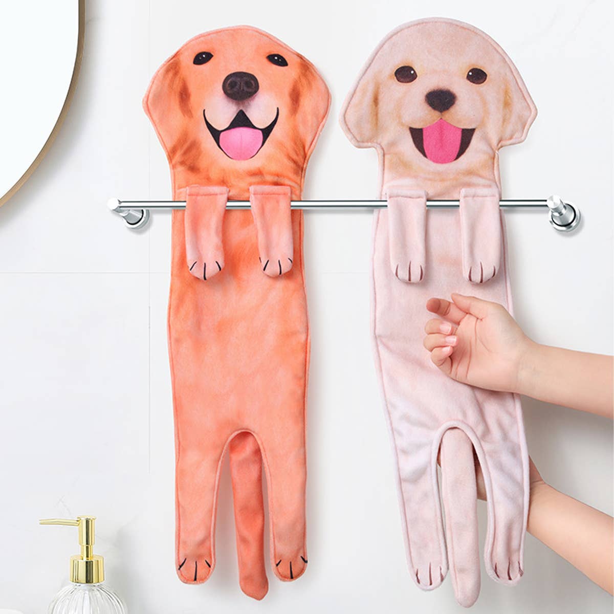 CWMM8329_HANGABLE THICK DOG PRINT KITCHEN HAND TOWEL