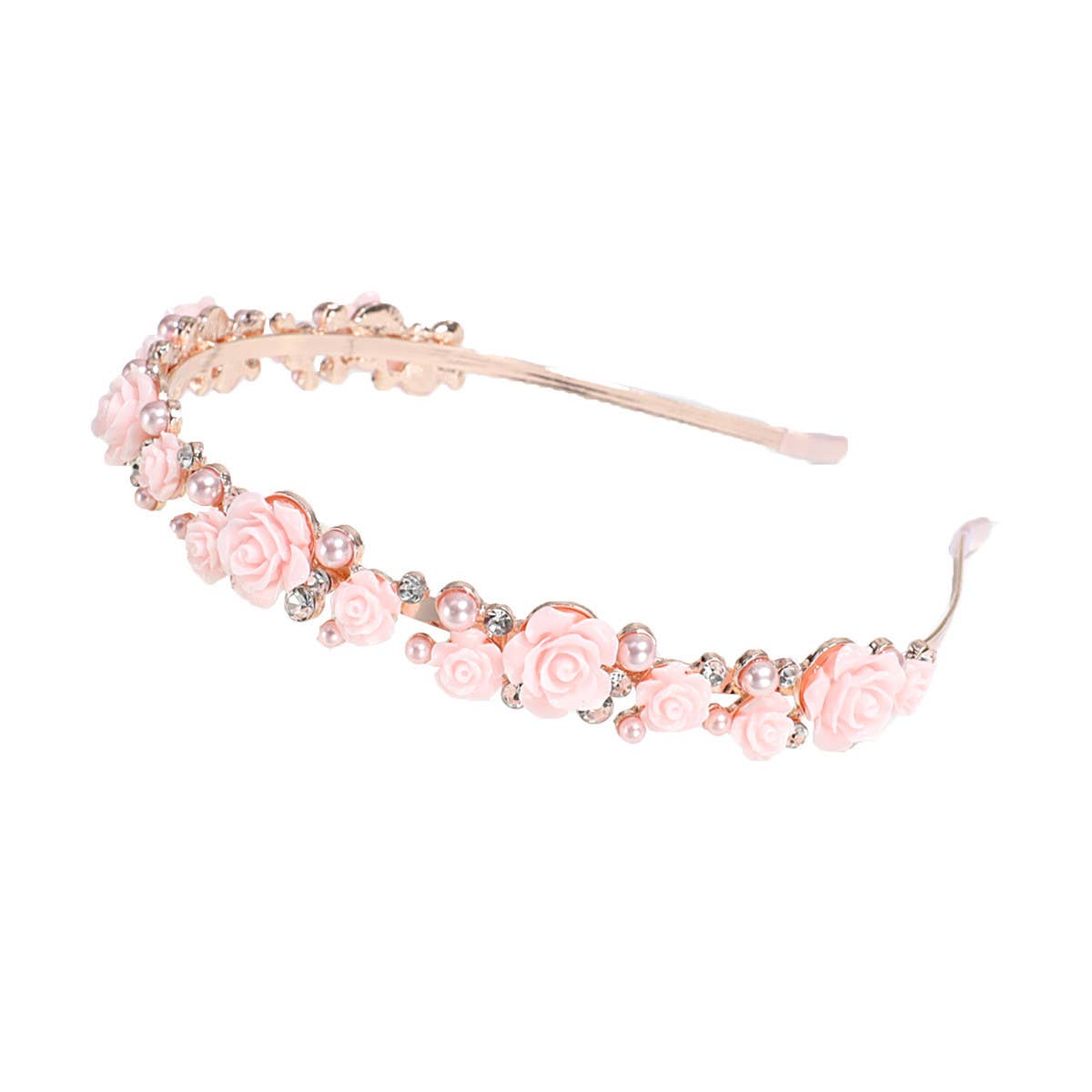 IMITATION PEARL RHINESTONE ROSE HEADBAND