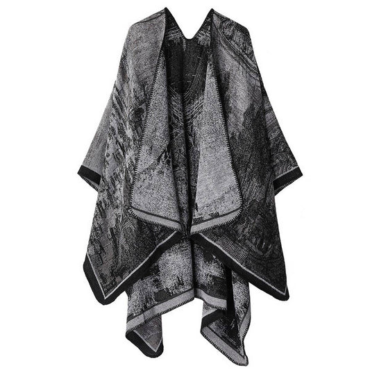CAPE DARK DOUBLE-SIDED WARM OUTER WEAR THICK SHAWL_CWASC2126