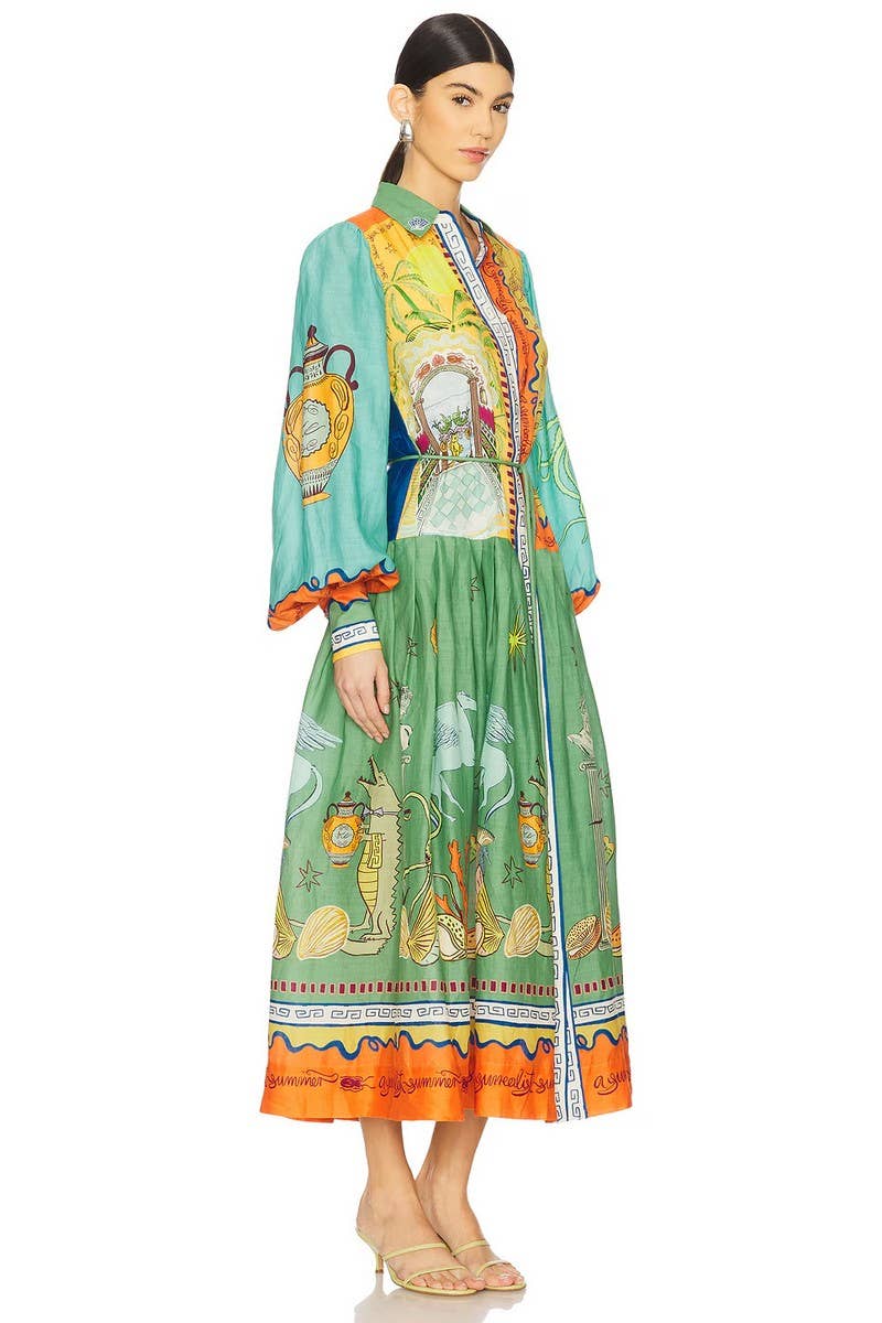 CWDMD5724_FASHION PERSONALITY CASUAL LOOSE PUFF SLEEVE DRESS