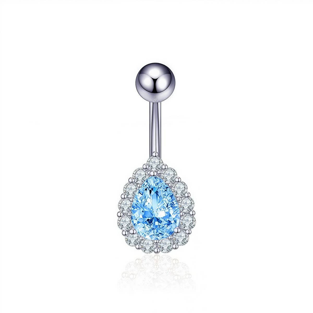 Teardrop CZ Belly Ring Colorful Stainless Steel