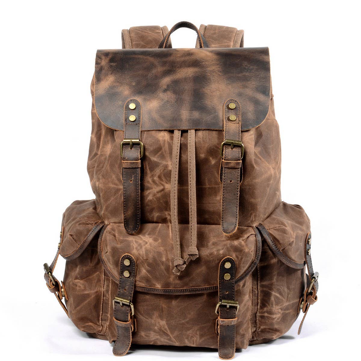 Vintage Waxed Canvas Drawstring Backpack_CWAB5519
