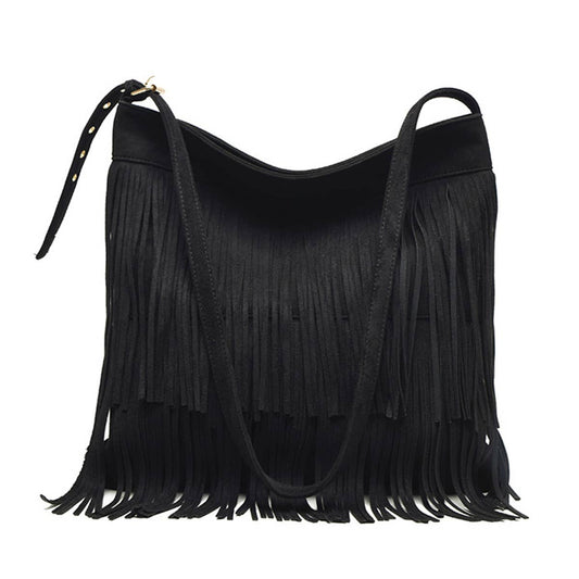 Fashionable fringed large-capacity crossbody bag
