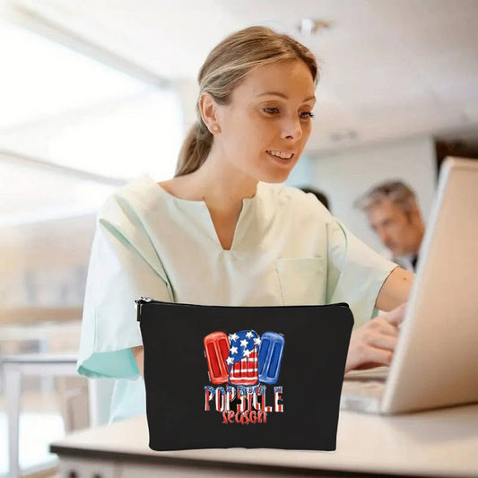 BLACK DOUBLE-SIDED PRINTED COSMETIC BAG_CWAB2262