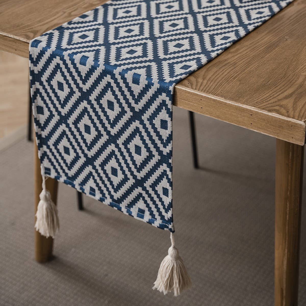 GEOMETRIC TASSEL VERSATILE TABLE RUNNER