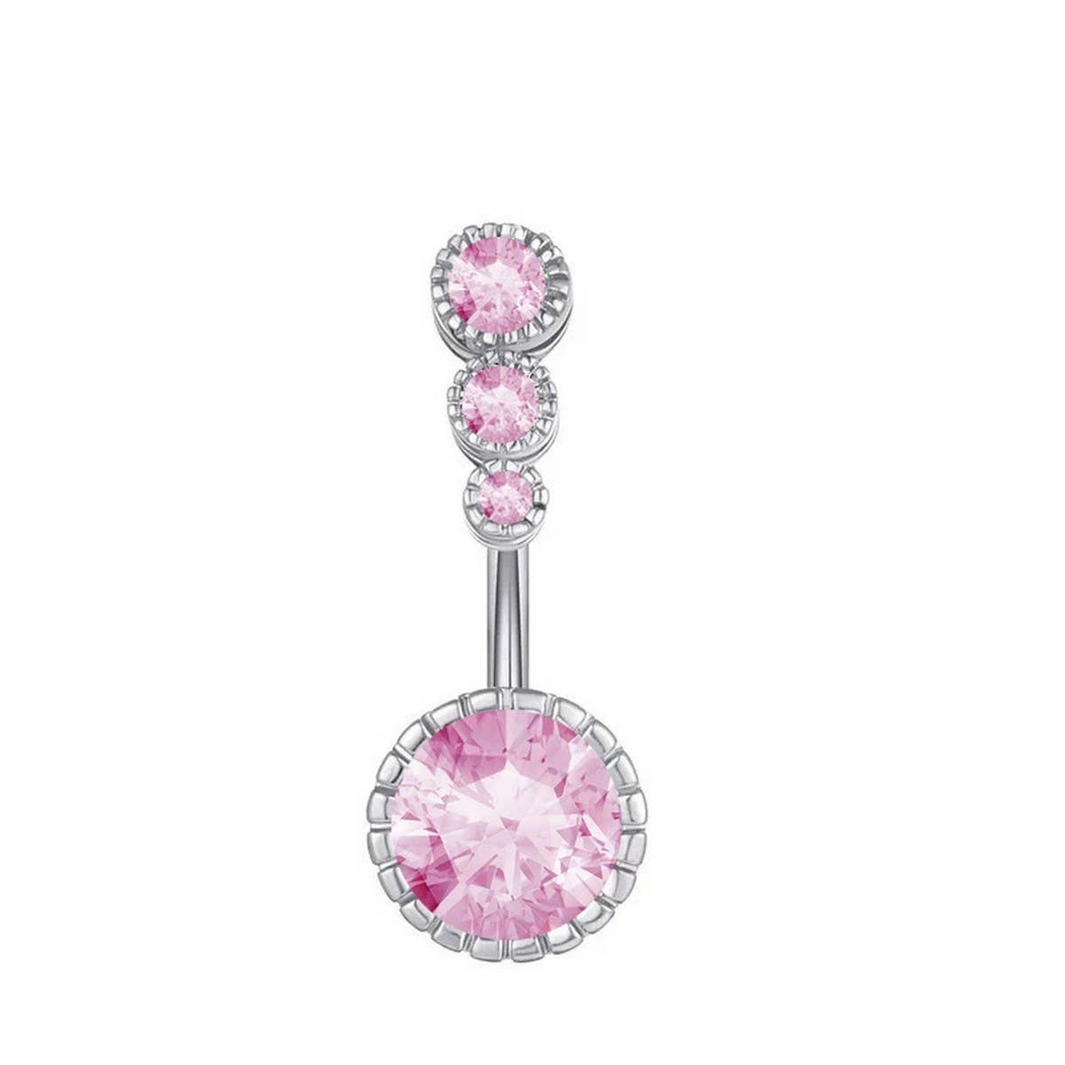 3 Gem CZ Belly Ring ??Surgical Steel Piercing_CWMM9174