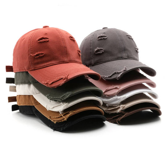 Vintage Washed Distressed Hole Baseball Cap_CWAH0908