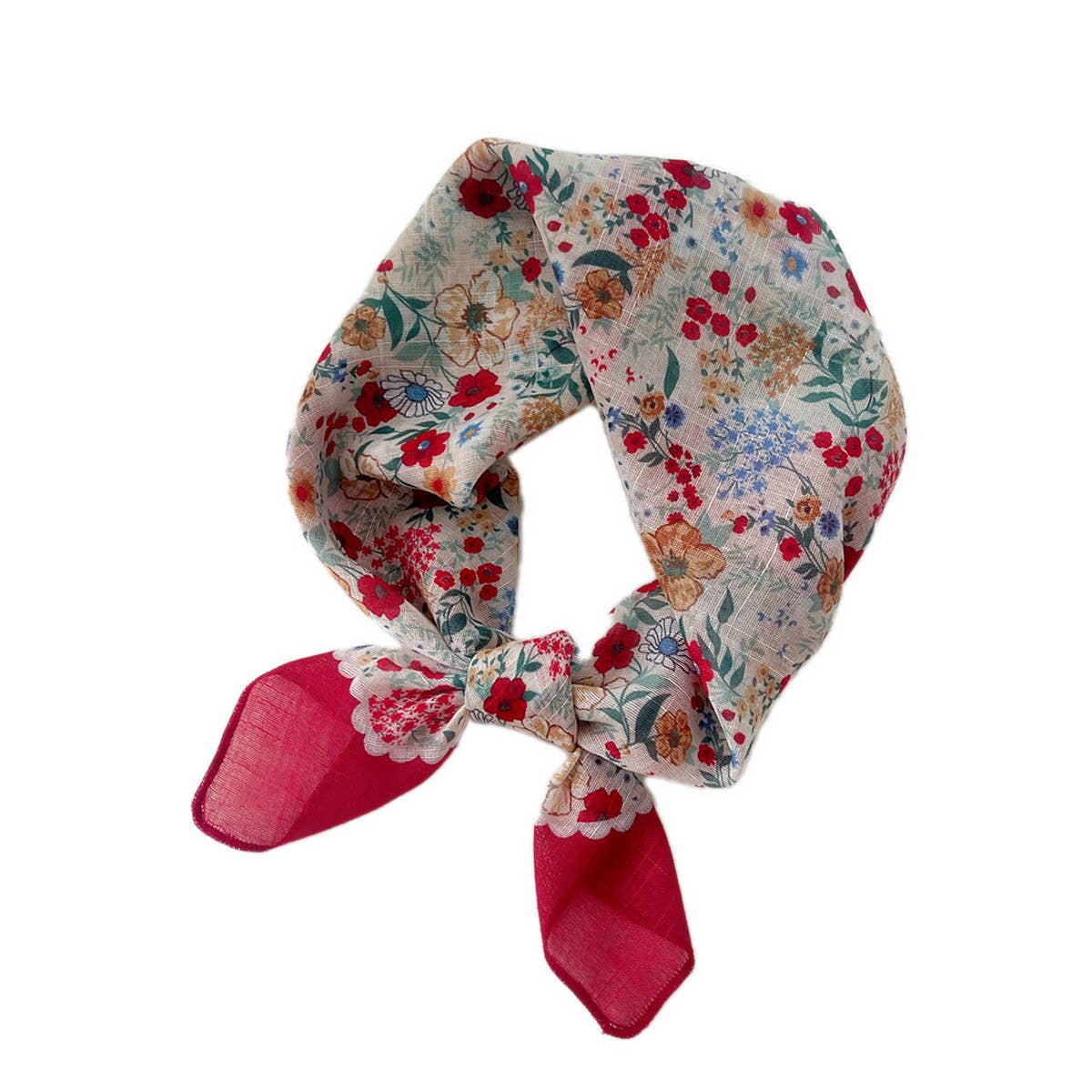 Cotton Linen Square Scarf - Breathable Neck Wrap