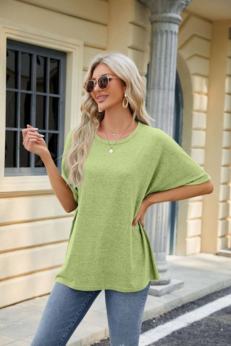 ROUND NECK SOLID COLOR SHORT SLEEVE LOOSE T SHIRT_CWTSTS0280