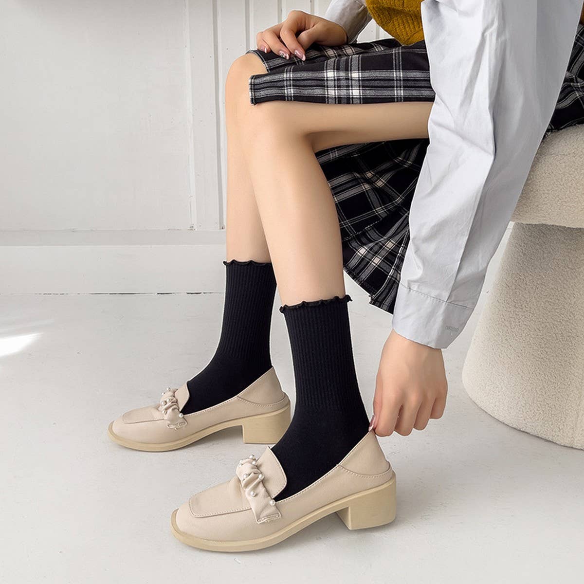 CWMS2490_WARM BROWN FUNGUS MID-CALF WOMEN'S SOCKS