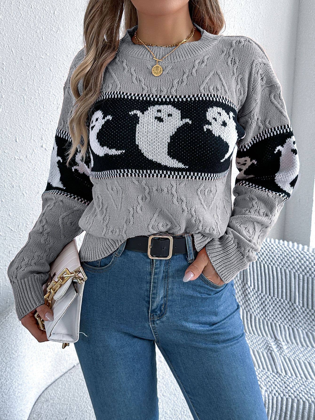 Ghost Long-Sleeved Knit Pullover Sweater