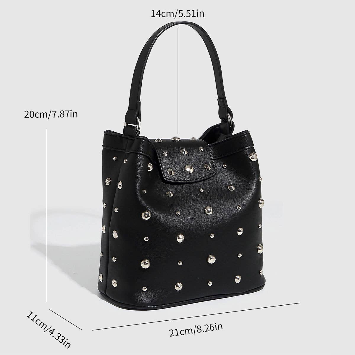 New Metallic Polka Dot Studded Shoulder Bag_CWAB5721
