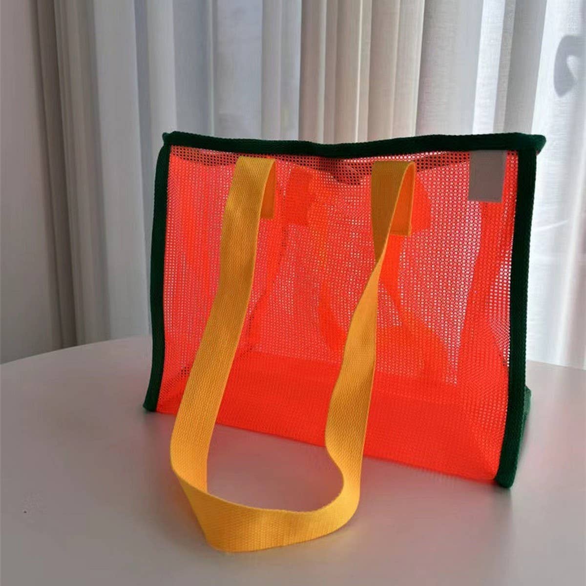 MESH CONTRAST COLOR BEACH TRAVEL STORAGE BAG_CWAB1916