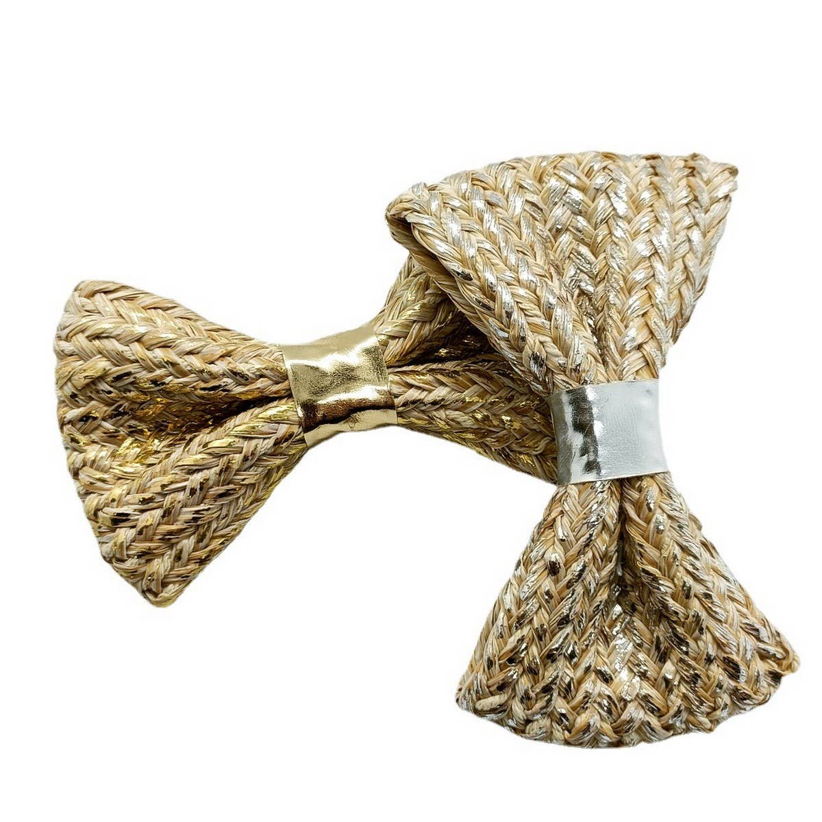 Bohemian Raffia Gold Butterfly Bow Clip_CWAHA6358