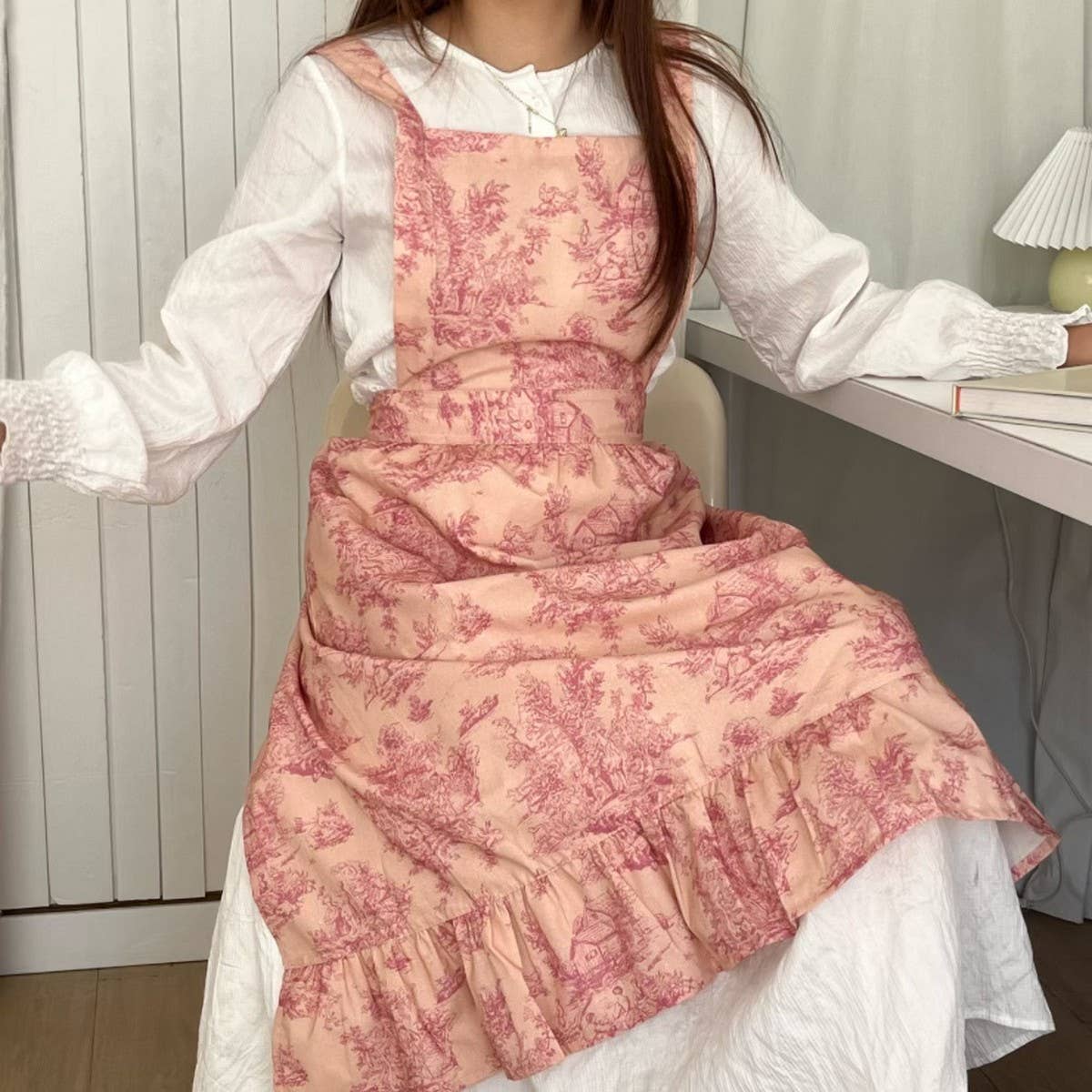 WATERPROOF INK LEAF EDGE FISH TAIL HOUSEHOLD APRON