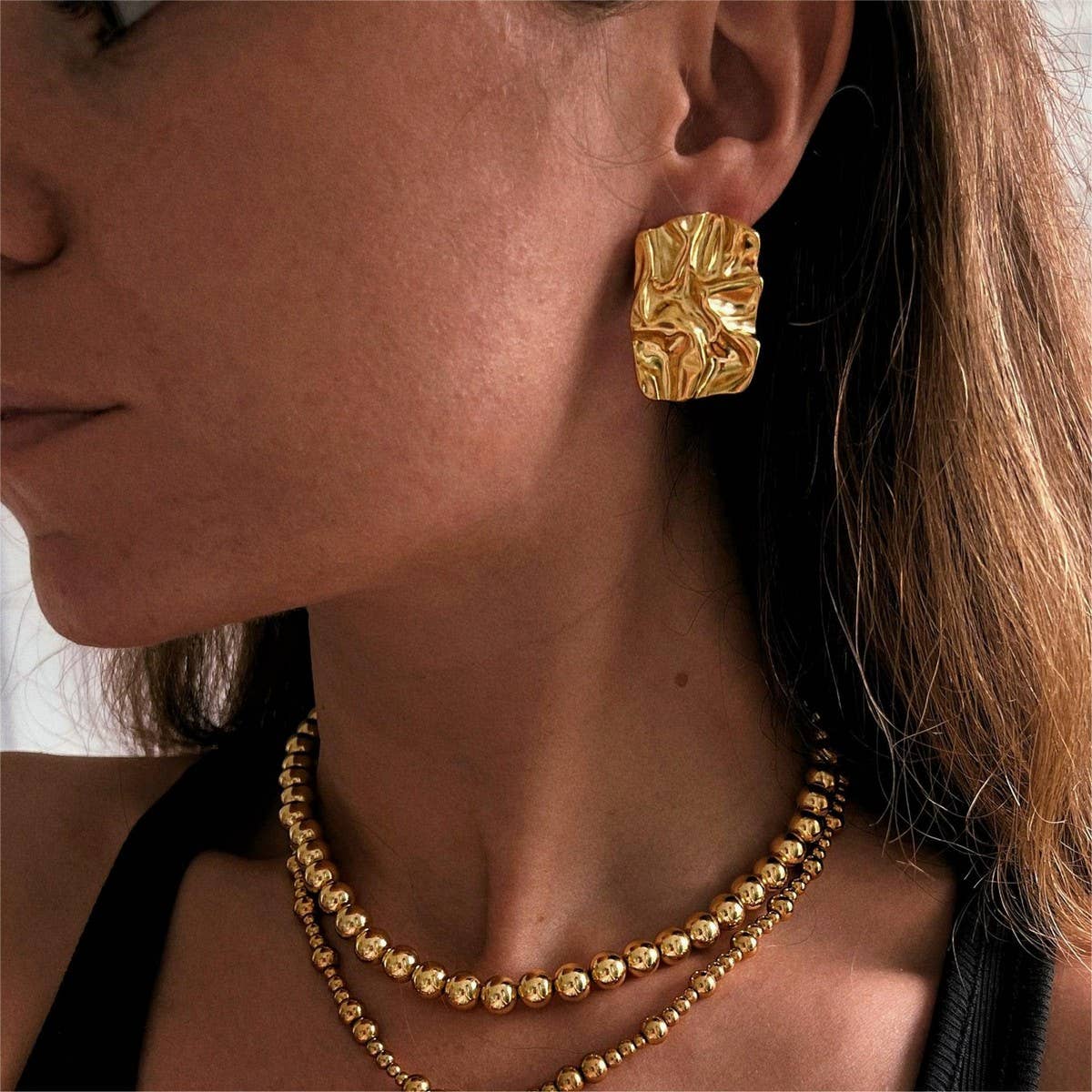 Irregular High-Grade Square Pleated Earrings