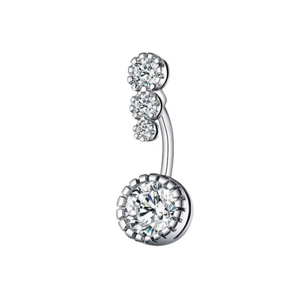 Cute CZ Navel Ring ? Heart & Butterfly Design